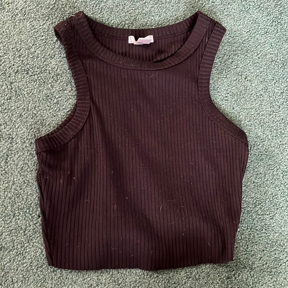 Ladies’ ribbed crop top, in black, size Small